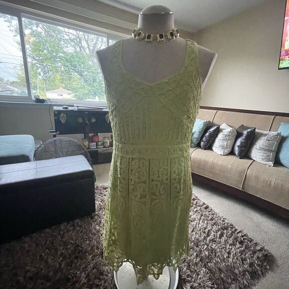 Vintage Kroshetta by Papillion Green Lined Fit & Flare Dress Size Large Witchy - Picture 7 of 14